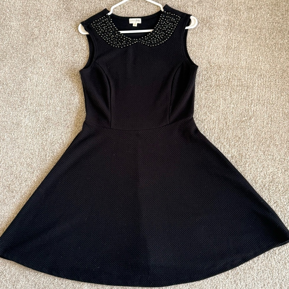 Maison Jules Black Sleeveless Studded Collar Mini Dress Medium